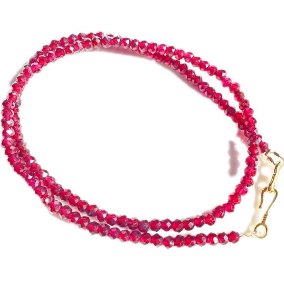 Natural Red Garnet necklace in gold filled - Picture 4 of 7